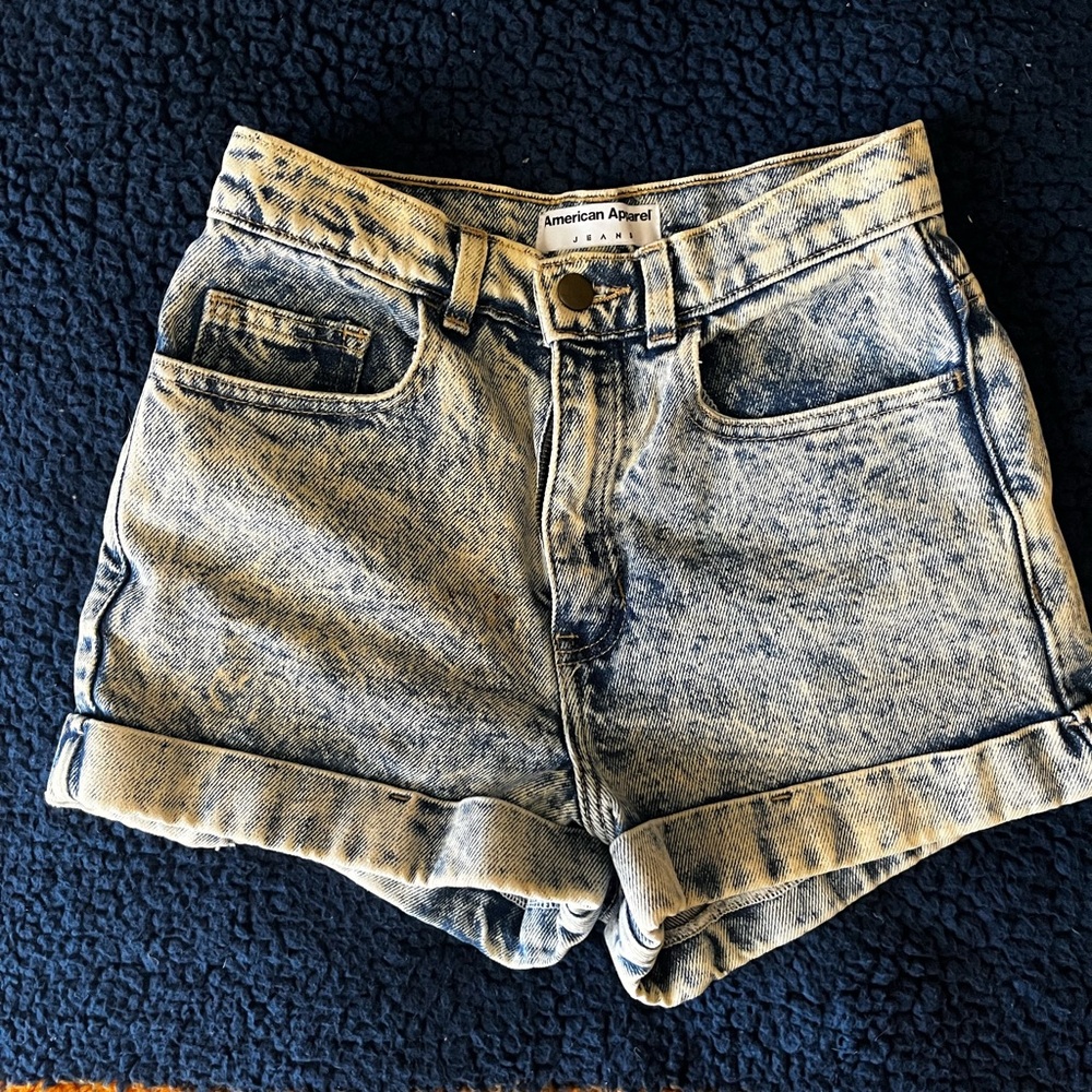 High waist acid wash vintage American Apparel denim shorts - made in the USA